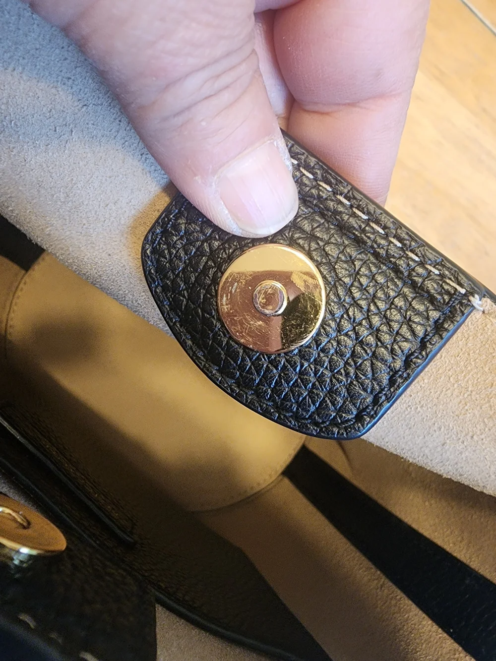Tory Burch Black Pebbled Leather Bucket Shoulder Bag with Gold Logo